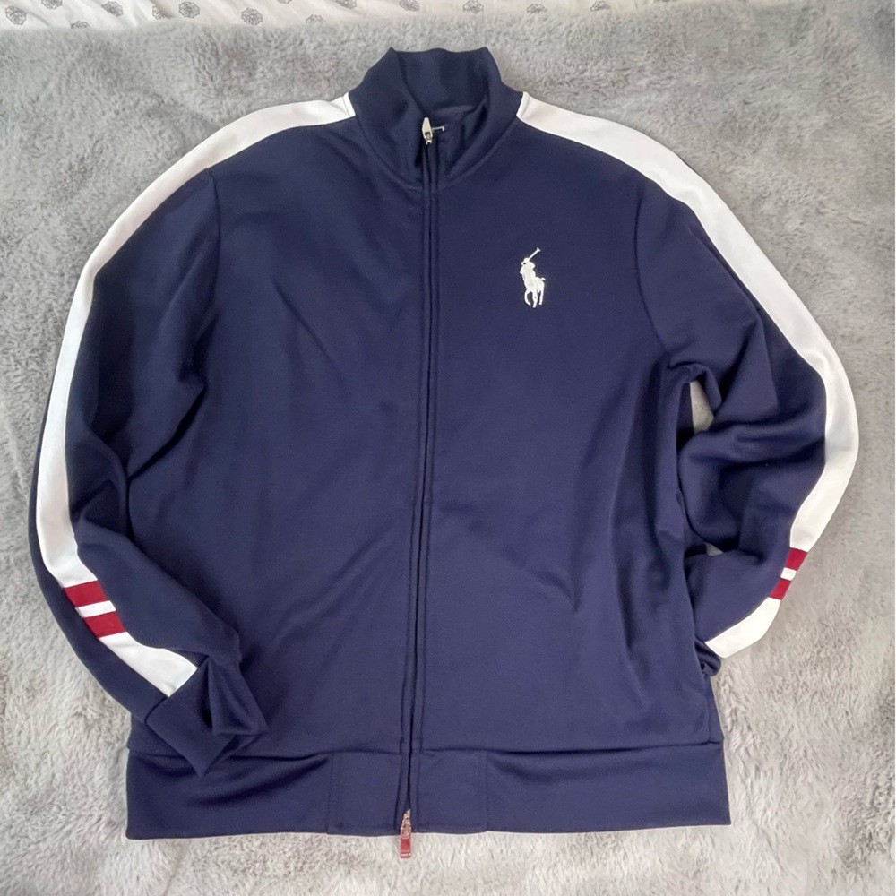 Polo Ralph Lauren Navy Full-Zip Track Jacket - Size Large